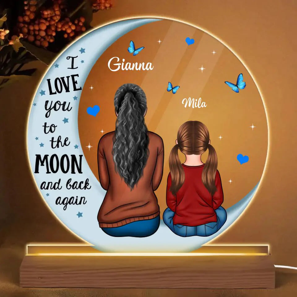 Personalized 3D LED Light Wooden Base - Gift For Grandma - I Love You To The Moon And Back ARND0014