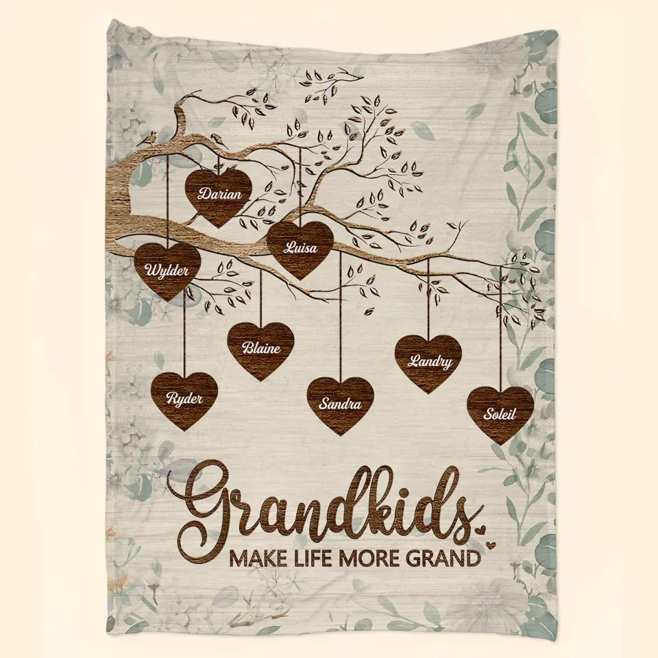 Grandkids Make Life More Grand - Personalized Blanket - Gift For Grandma