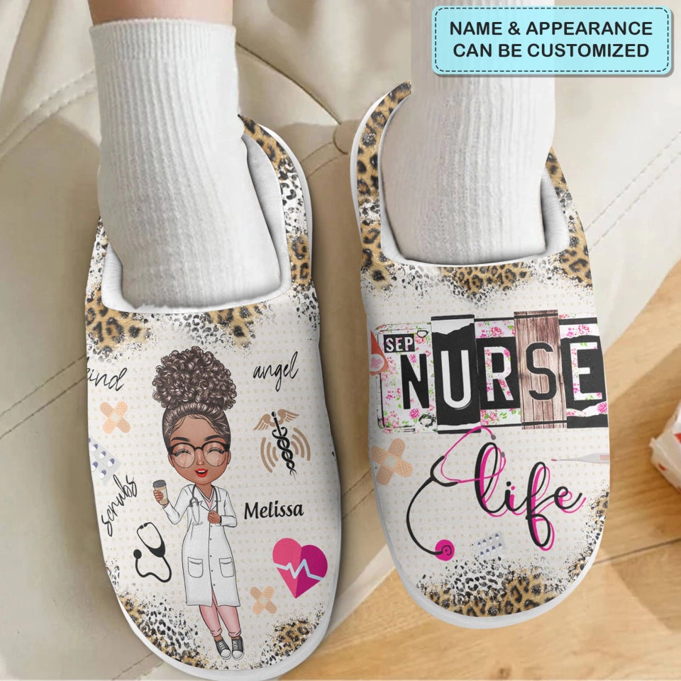 Personalized Slippers - Nurse's Day, Birthday Gift For Nurse - Nurse Life Scrubs ARND0014