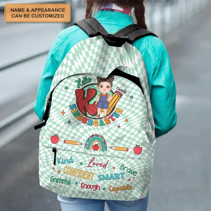 Personalized Custom Backpack - Back To School, Birthday Gift For Kindergarten, Pre-K, 1st Grade, 2nd Grade, 3rd Grade, 4th Grade, 5th Grade, 6th Grade Kid - Hello Kindergarten