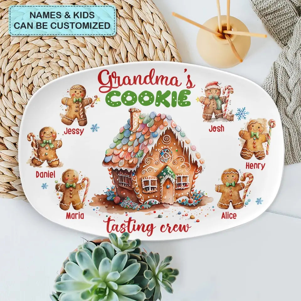 Grandma's Cookie Tasting Crew - Personalized Custom Platter - Christmas Gift For Grandma, Mom, Family Members