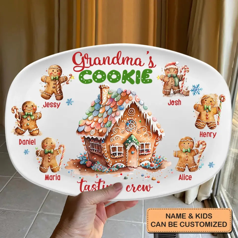 Grandma's Cookie Tasting Crew - Personalized Custom Platter - Christmas Gift For Grandma, Mom, Family Members