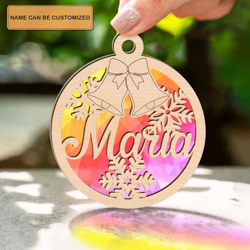 Christmas Name Tag - Personalized Custom Suncatcher Layer Mix Ornament - Christmas Gift For Family, Family Members