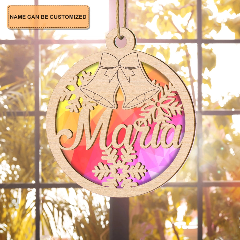 Christmas Name Tag - Personalized Custom Suncatcher Layer Mix Ornament - Christmas Gift For Family, Family Members