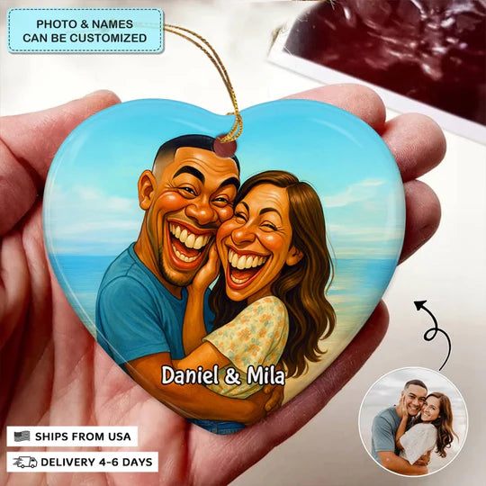 Happily Ever Laughter - Ceramic Ornament - Christmas Gift For Couple, Boyfriend, Girlfriend, Wife, Husband AGP0HT040