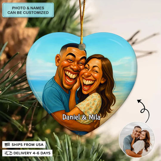 Happily Ever Laughter - Ceramic Ornament - Christmas Gift For Couple, Boyfriend, Girlfriend, Wife, Husband AGP0HT040