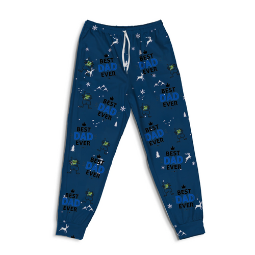 Custom photo pajama pants shown flat, full front view of the all-over print