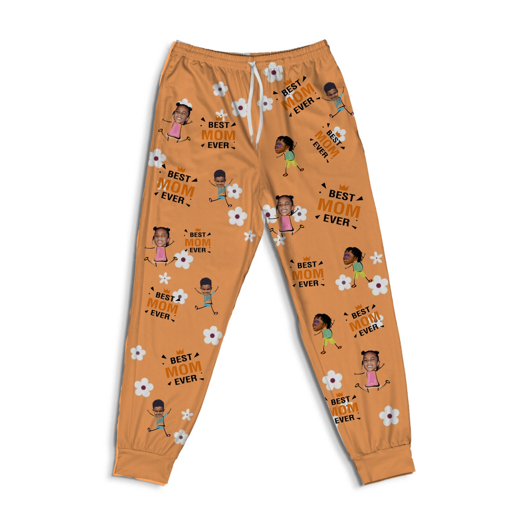 Personalized Best Mom Ever Pajama Pants with Kids' Photos