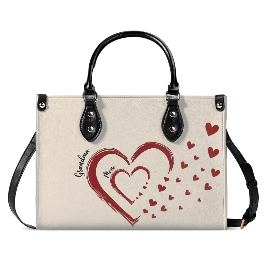 Personalized Sweethearts Leather Handbag for Mom and Grandma