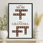 Close-up of the luster photo paper showing the crossword letter tiles