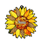 Personalized sunflower suncatcher preview with the name in the cente
