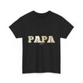 Black personalized Papa shirt with vintage map lettering and the name Andy underneath