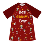 Personalized Best Grandma Ever Nightgown with Kids and Pets