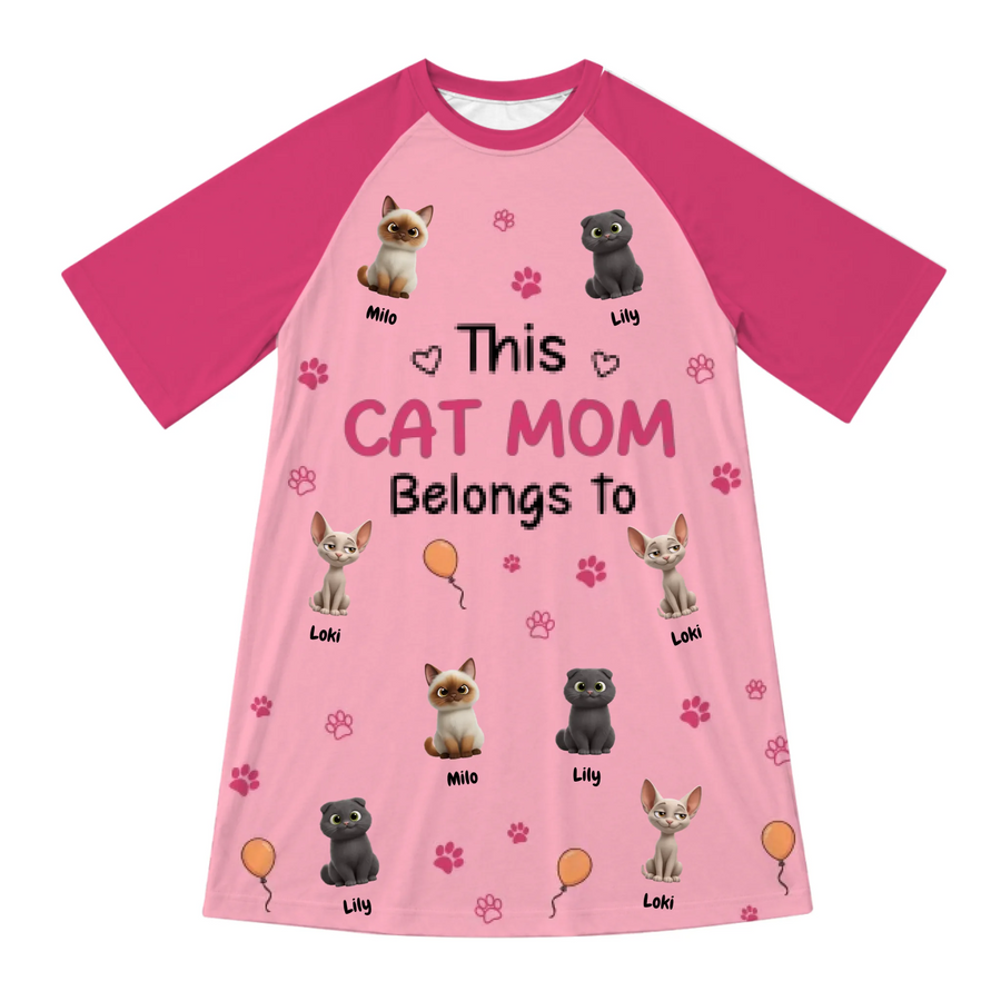 Personalized Dog Mom and Cat Mom Nightgown with Pet Breeds