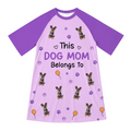 Personalized nightgown reading This Cat Mom Belongs To, with cartoon cats and their names across the front