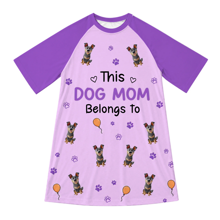 Personalized Dog Mom and Cat Mom Nightgown with Pet Breeds